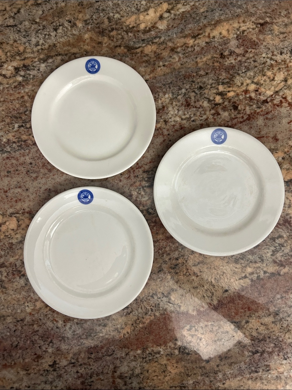 Shenango Veterans Administration Ceramic Plates w/Blue Emblem - Set of 3
